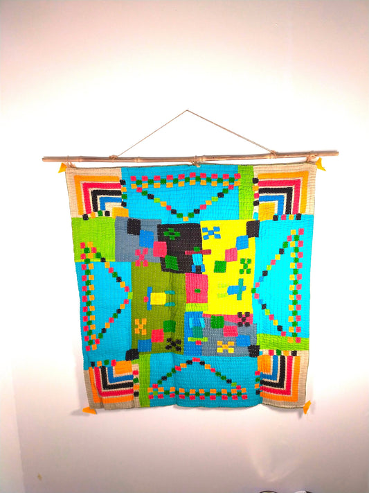 Siddi Kawandi Patchwork Baby Blanket Or Wall Hanging Textile Art - Ethically Made By Tribal Women In India