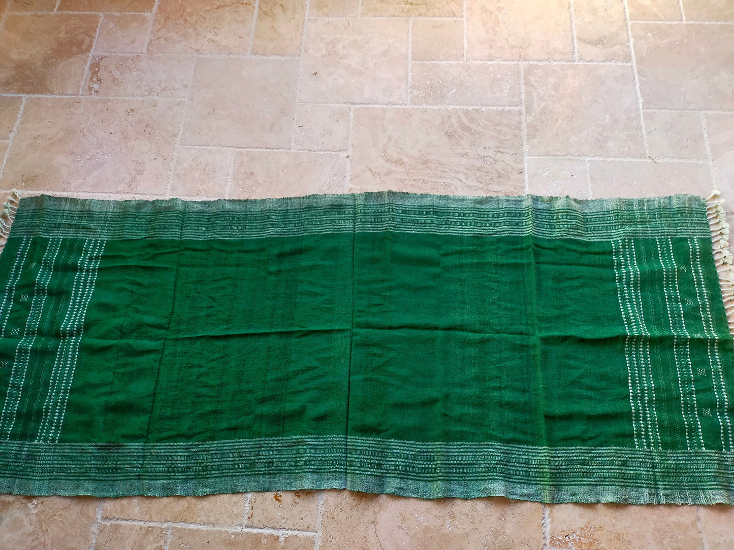 Handwoven Desi Wool (indian wool) Green Shawls/Throws From Kutch Gujarat