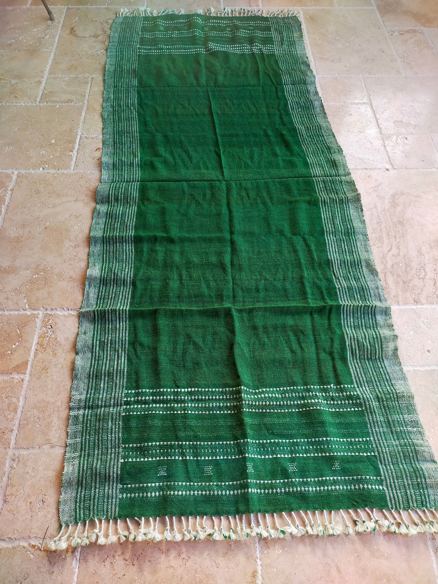 Handwoven Desi Wool (indian wool) Green Shawls/Throws From Kutch Gujarat