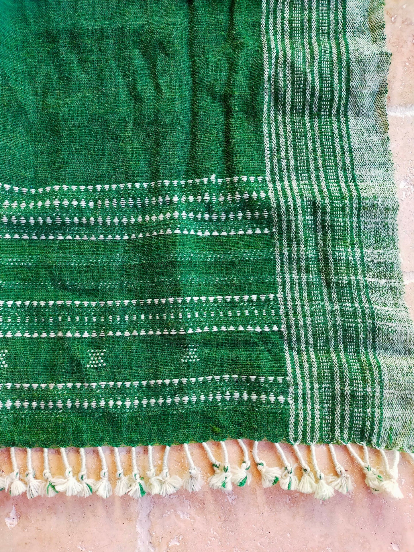 Handwoven Desi Wool (indian wool) Green Shawls/Throws From Kutch Gujarat