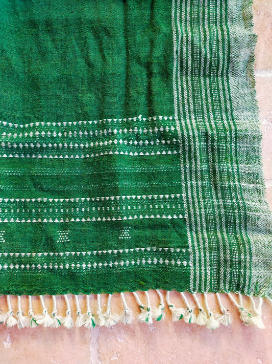 Handwoven Desi Wool (indian wool) Green Shawls/Throws From Kutch Gujarat
