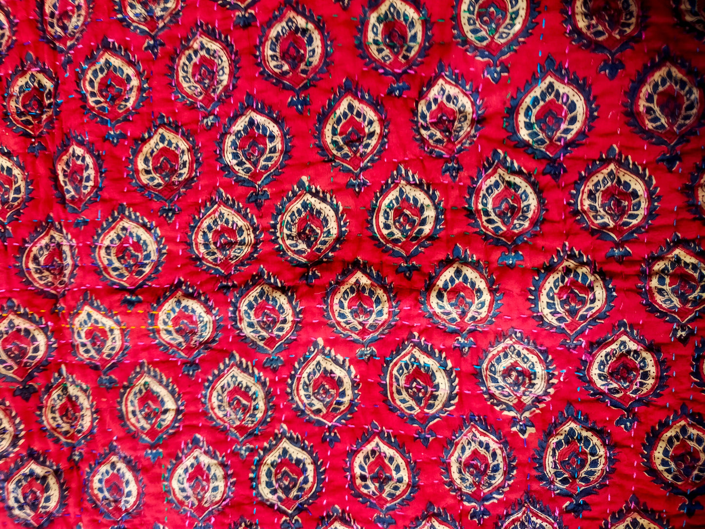 Hand-Stitched Patchwork Quilt From The Meghwal Tribe Of Kutch, Gujarat. Ralli Kantha Quilted