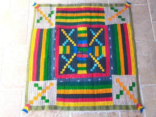 Siddi Kavand - Quilted Kantha Baby Quilt Or Textile Art, Made With Recycled Cotton - Hand-Stitched By  Women In India