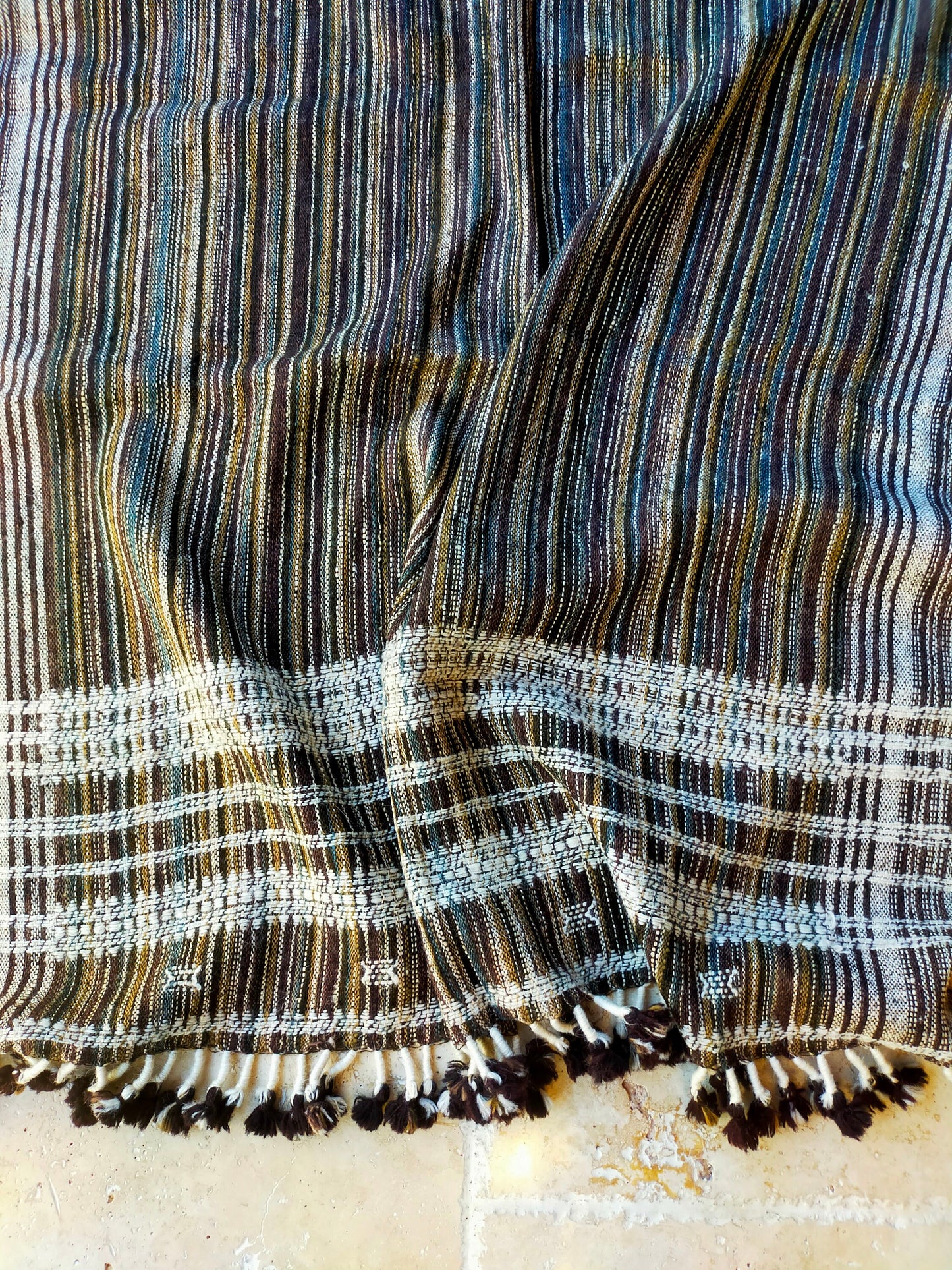Handwoven Desi Wool (indian wool) Shawls/Throws From Kutch Gujarat, Natural Brown And White