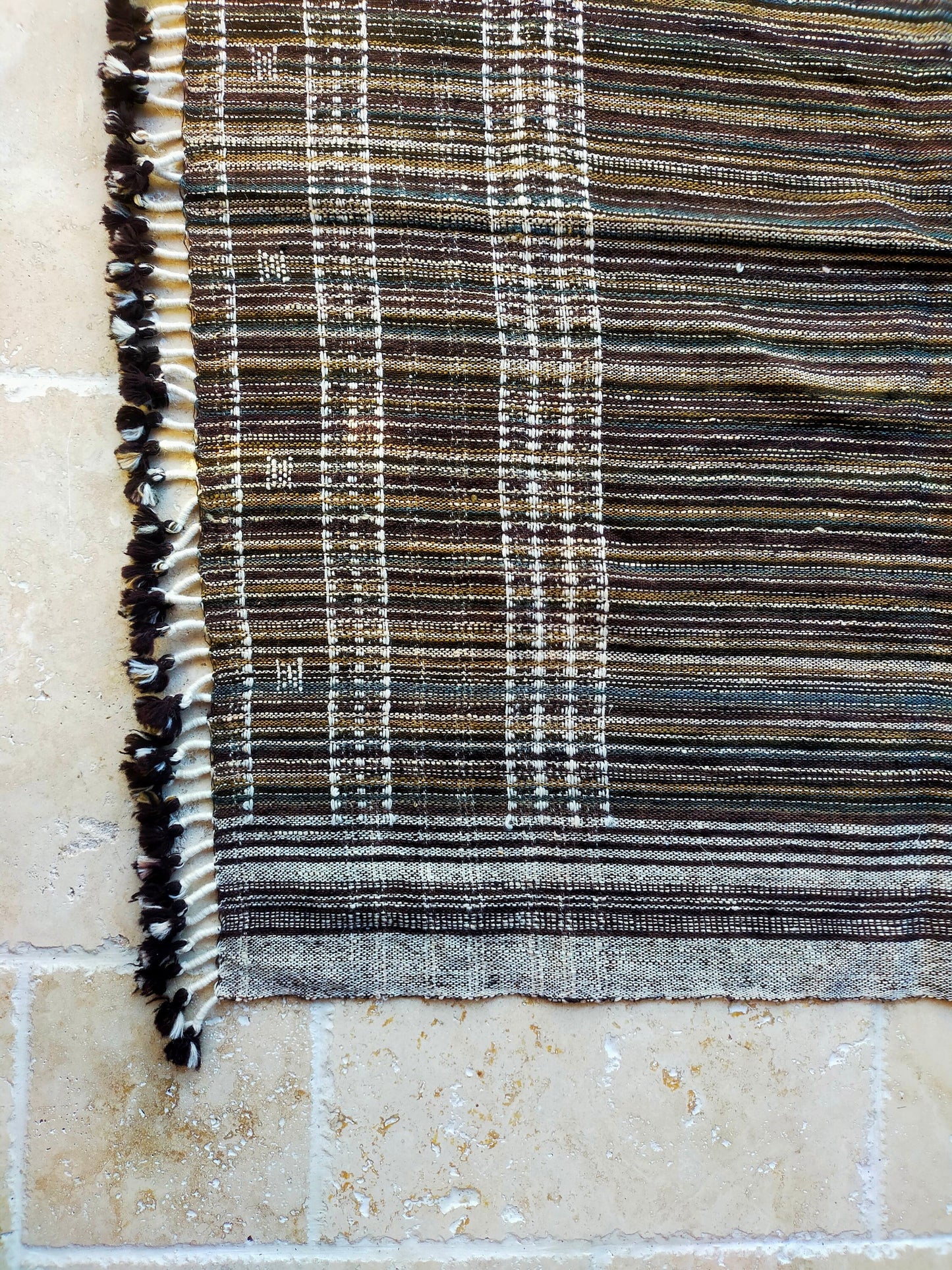 Handwoven Desi Wool (indian wool) Shawls/Throws From Kutch Gujarat, Natural Brown And White