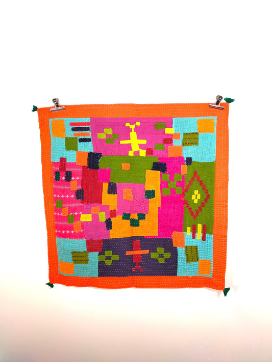 Siddi Kawandi - Quilted Patchwork Baby Quilt Or Textile Art, Made With Recycled Cotton - Hand-Stitched By African Indian Women In India