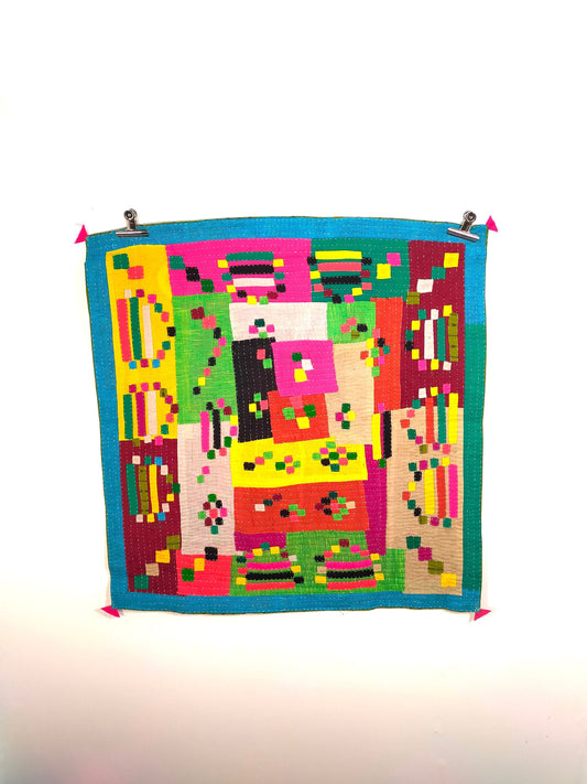 Siddi Kawandi - Quilted Patchwork Baby Blanket Or Textile Art, Made With Up-Cycled Cotton - Hand-Stitched By African Indian Women In India