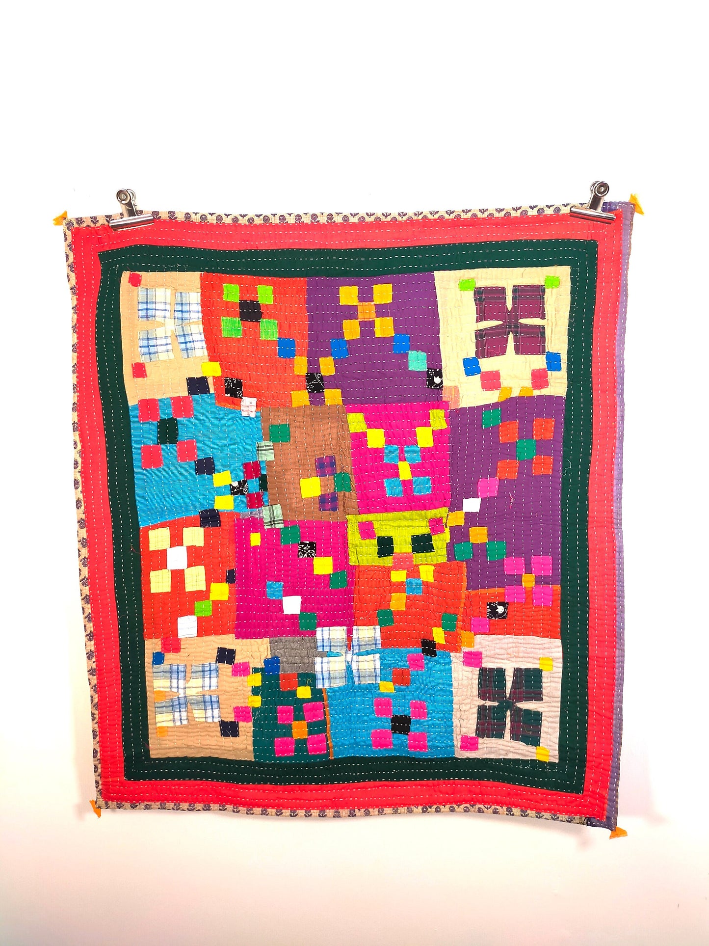 Siddi Kawandi - Patchwork Kantha Baby Blanket Or Textile Art, Made With Recycled Cotton - Hand-Stitched By African Indian Women In India
