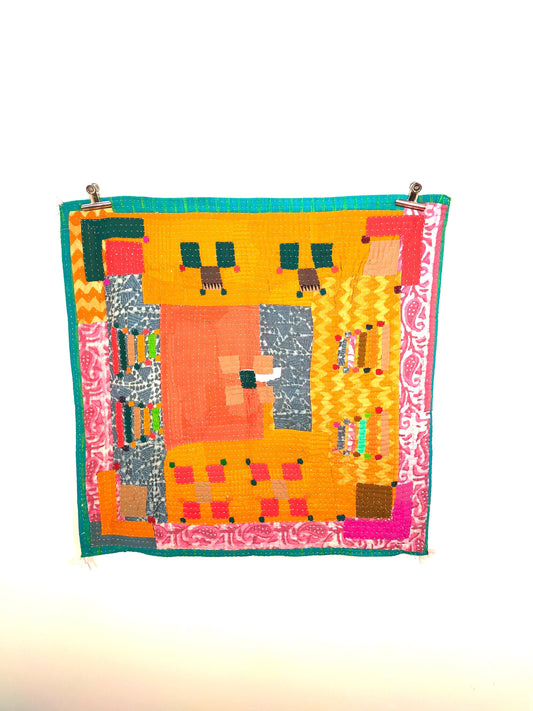 Siddi Kavand - Patchwork Kantha Baby Blanket Or Textile Art, Made With Recycled Cotton - Hand-Stitched By African Indian Women In India