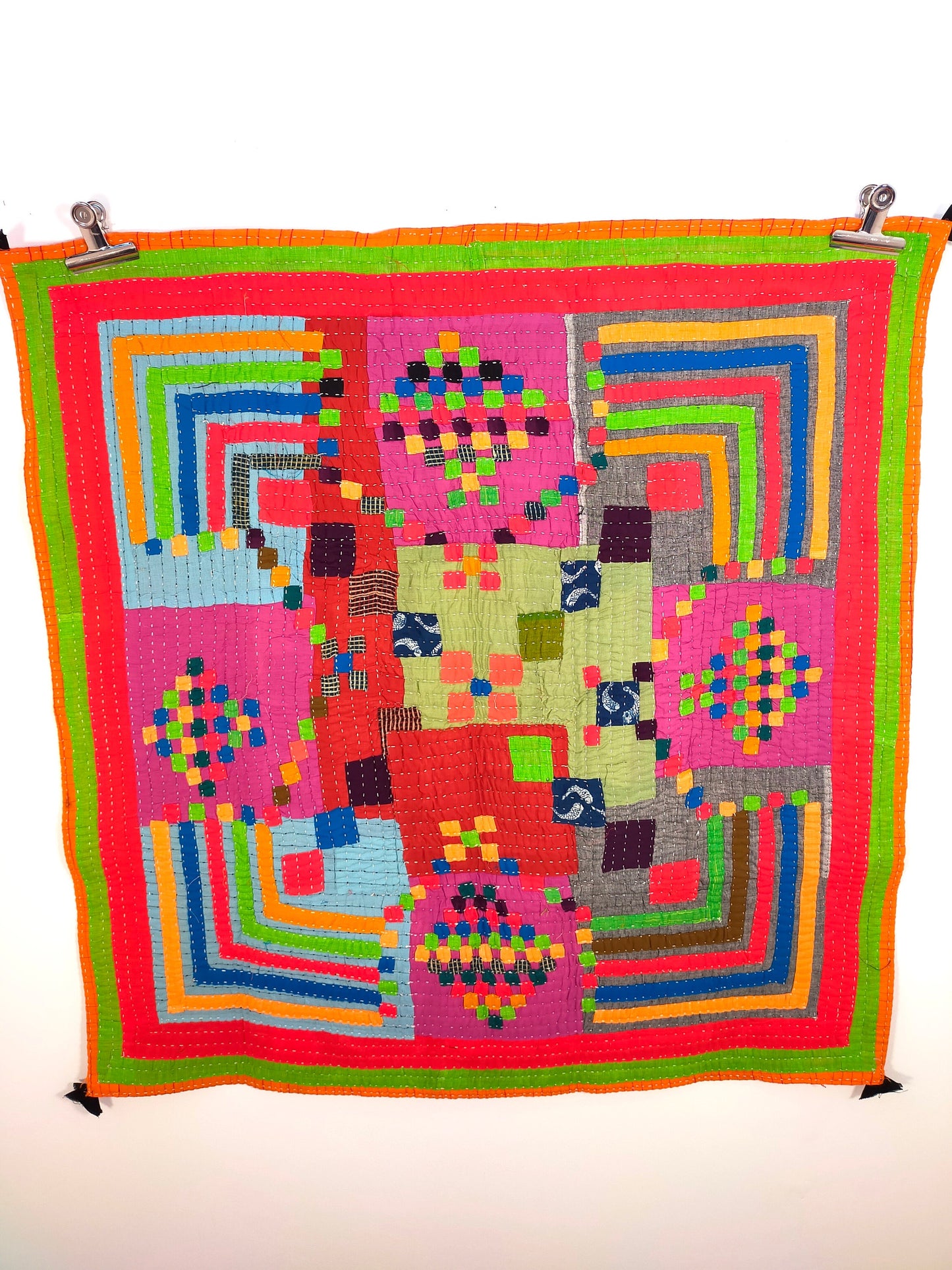 Siddi Kawandi - Patchwork Kantha Baby Quilt Or Textile Art Made With Recycled Cotton - Hand-Stitched By African Indian Women In Karnataka