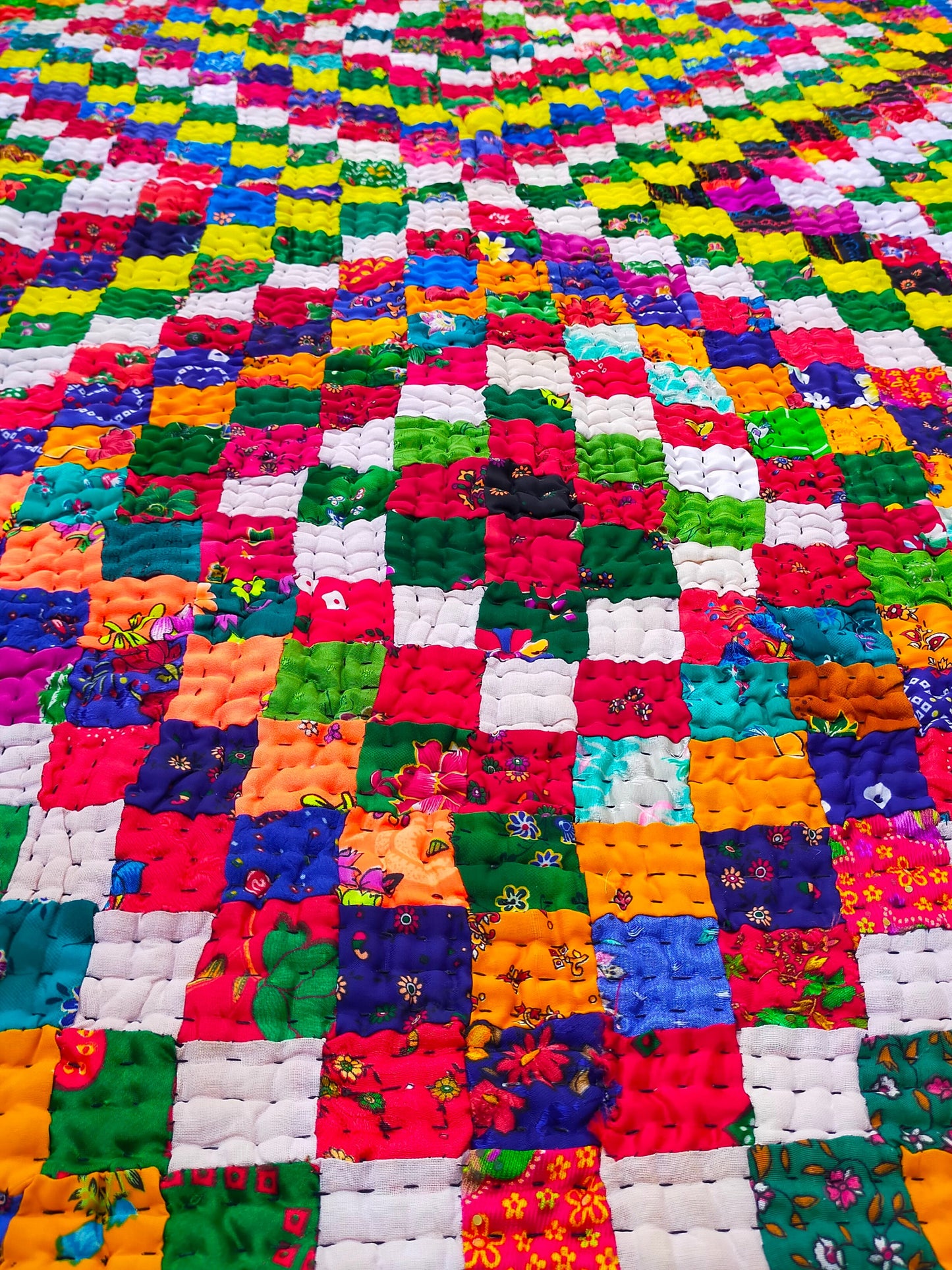 Hand-Stitched Patchwork Ralli Quilt From The Meghwal Tribe Of Kutch, Gujarat. Multi Coloured