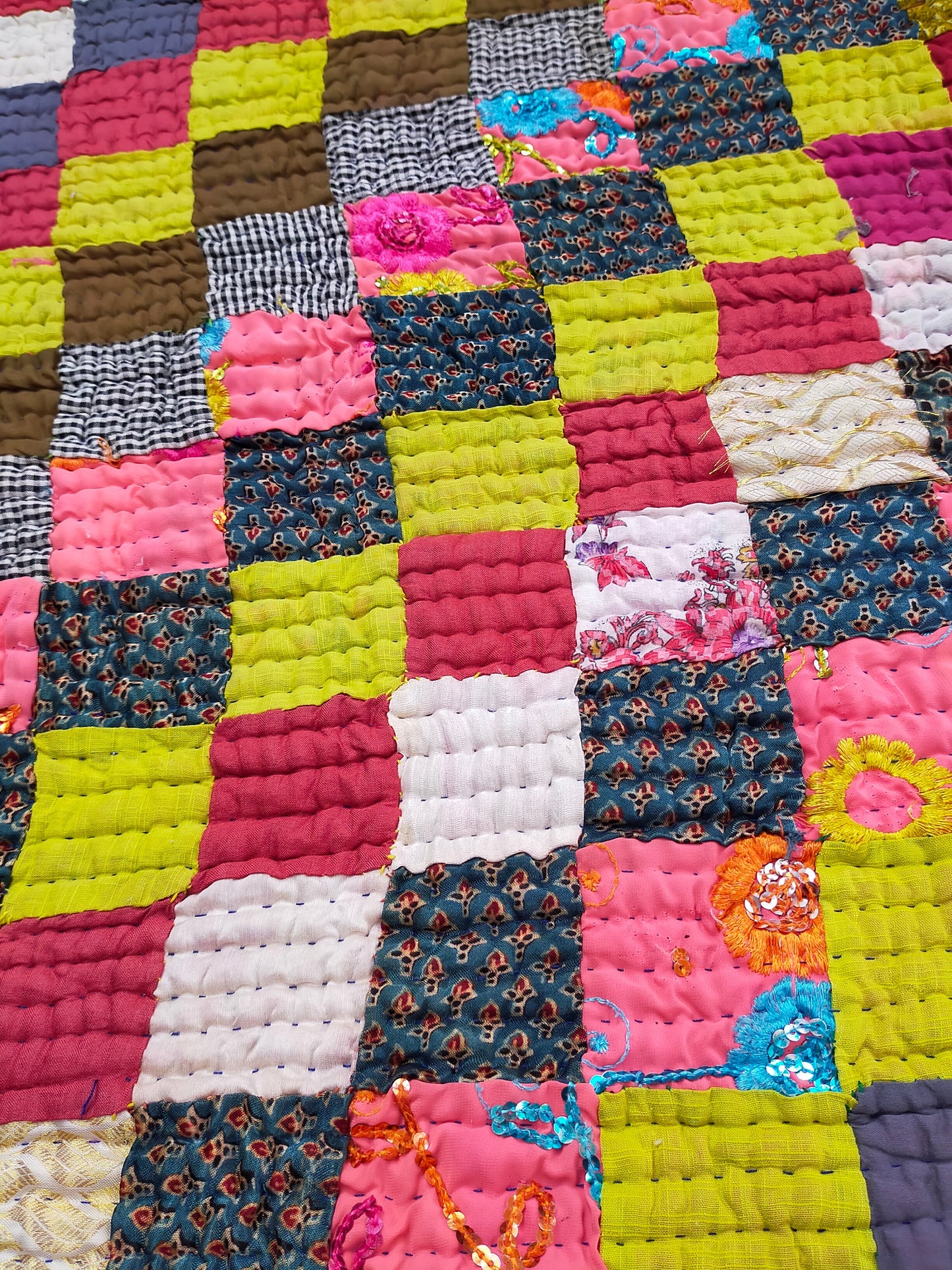 Hand-Stitched Patchwork Ralli Quilt From The Meghwal Tribe Of Kutch, Gujarat.