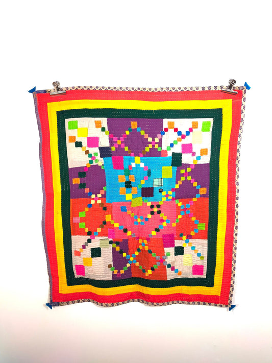 Siddi Kavand - Quilted Patchwork Baby Quilt Or Textile Art, Made With Recycled Cotton - Hand-Stitched By African Indian Women In India