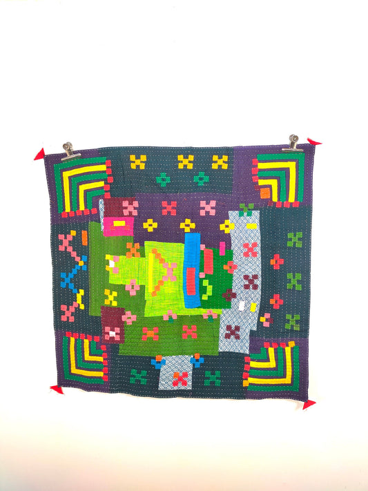 Siddi Kawandi - Quilted Patchwork Baby Blanket Or Textile Art, Made With Recycled Cotton - Hand-Stitched By African Indian Women In India