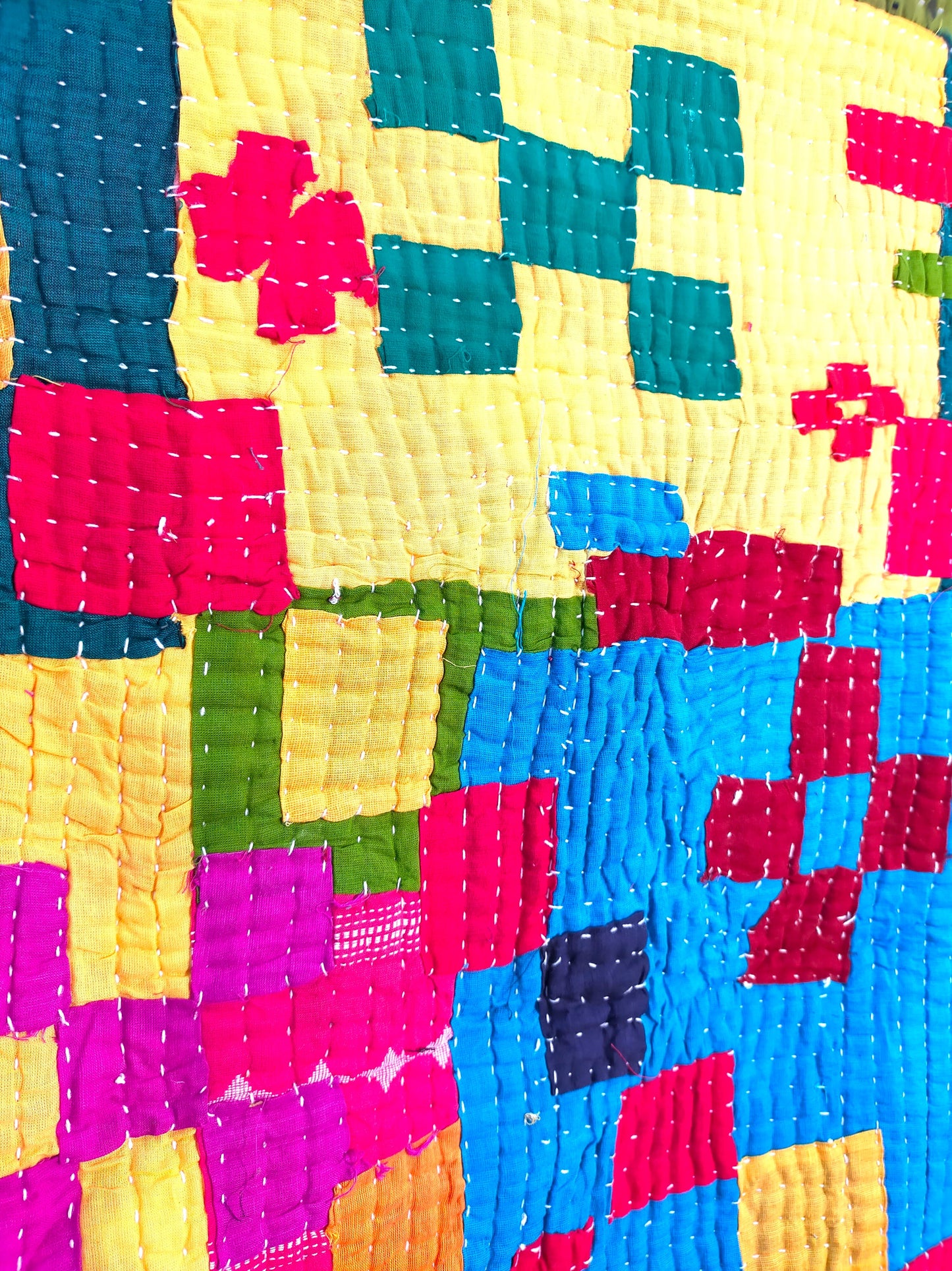 Siddi Kawandi - Quilted Kantha Baby Blanket Or Textile Art, Made With Recycled Cotton - Hand-Stitched By African Indian Women In India