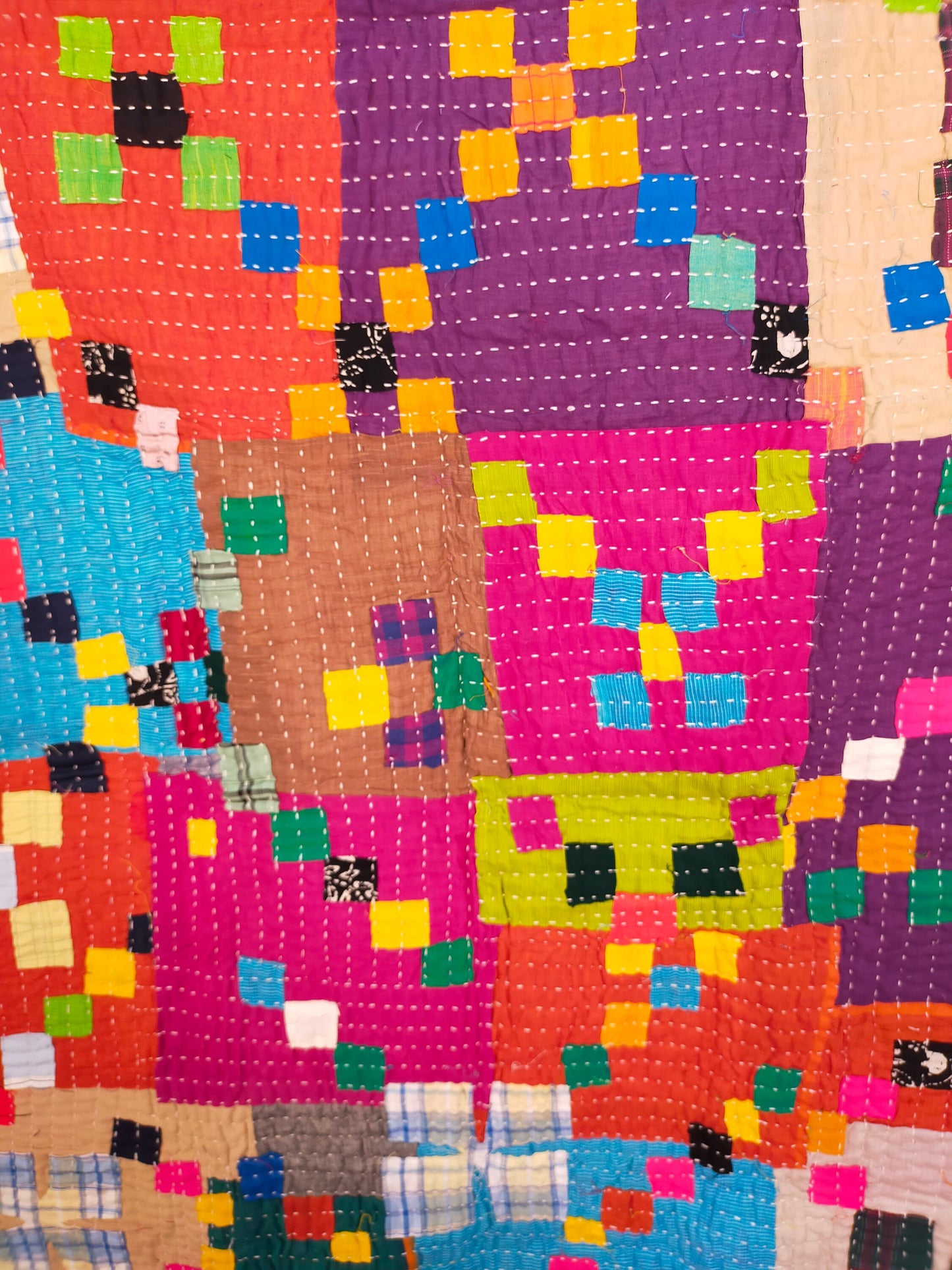 Siddi Kawandi - Patchwork Kantha Baby Blanket Or Textile Art, Made With Recycled Cotton - Hand-Stitched By African Indian Women In India