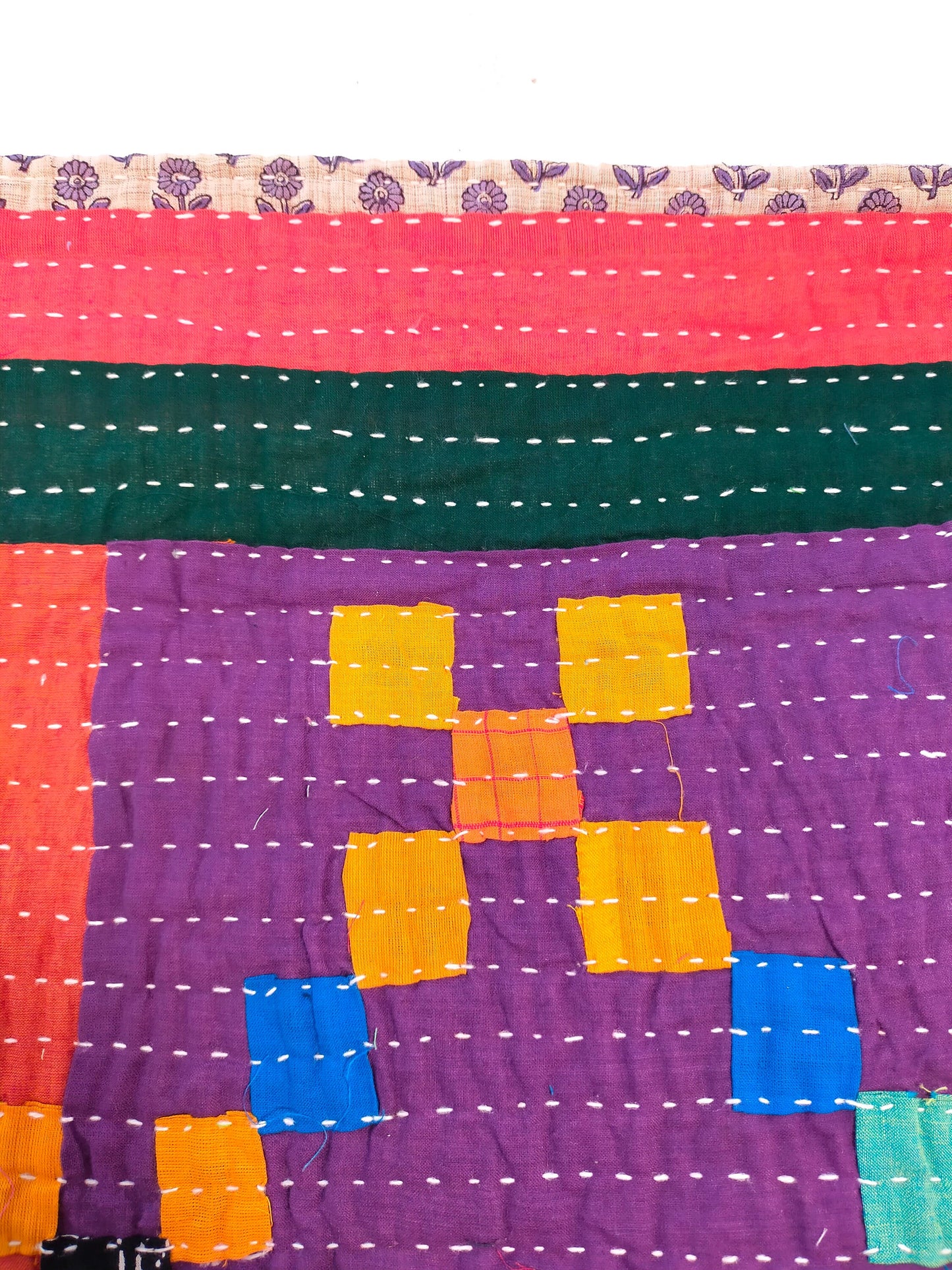 Siddi Kawandi - Patchwork Kantha Baby Blanket Or Textile Art, Made With Recycled Cotton - Hand-Stitched By African Indian Women In India