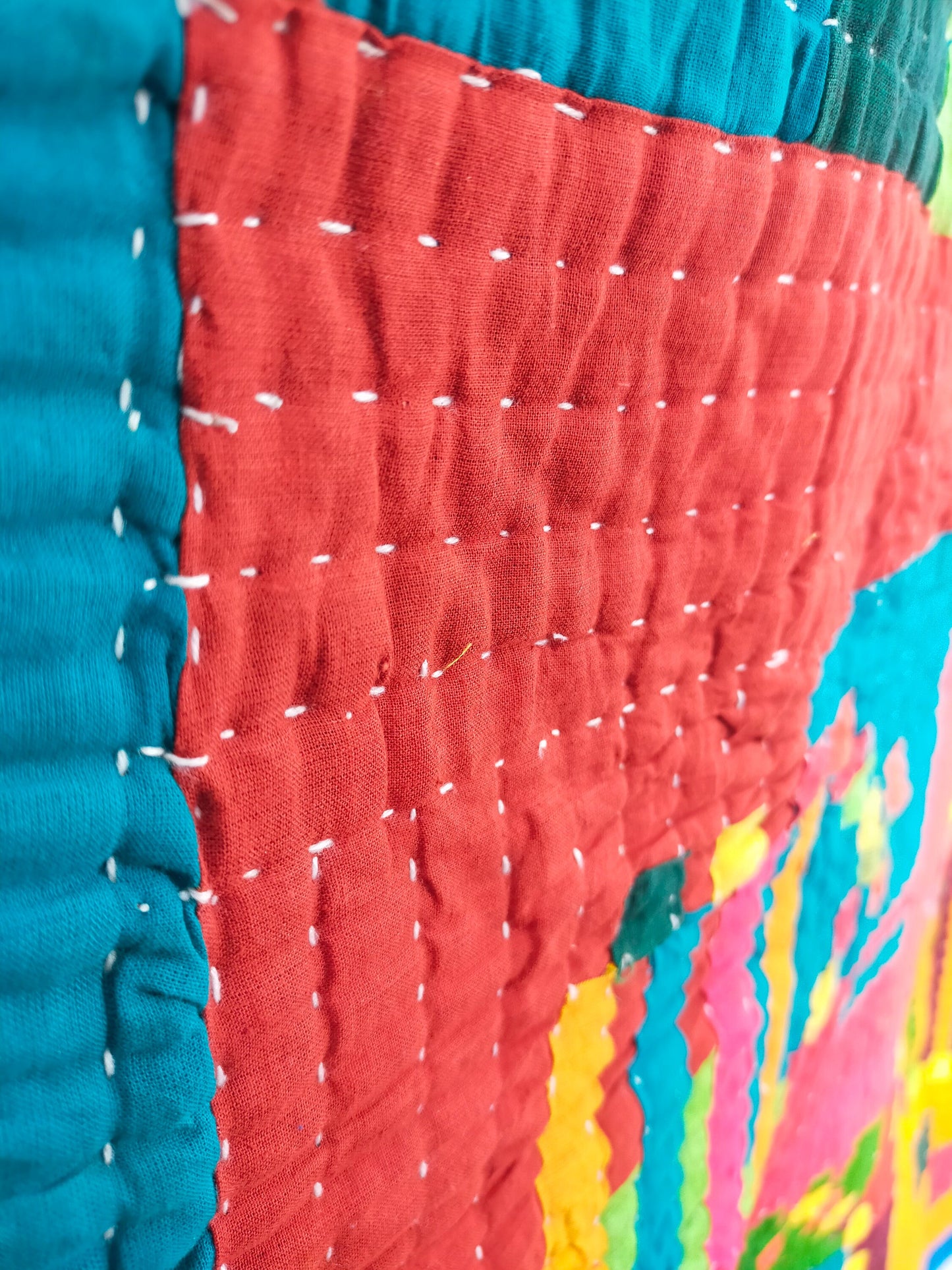 Siddi Kawandi - Patchwork Kantha Baby Blanket Or Wall Hanging, Made With Recycled Cotton - Hand-Stitched By African Indian Women In India