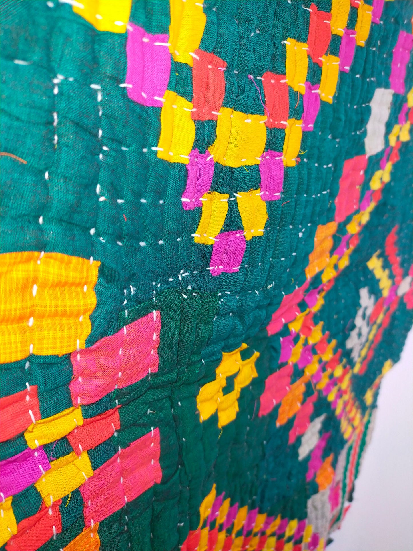 Siddi Kawandi - A Patchwork Kantha Baby Blanket Or Throw, Made With Recycled Cotton - Hand-Stitched By African Indian Women In India