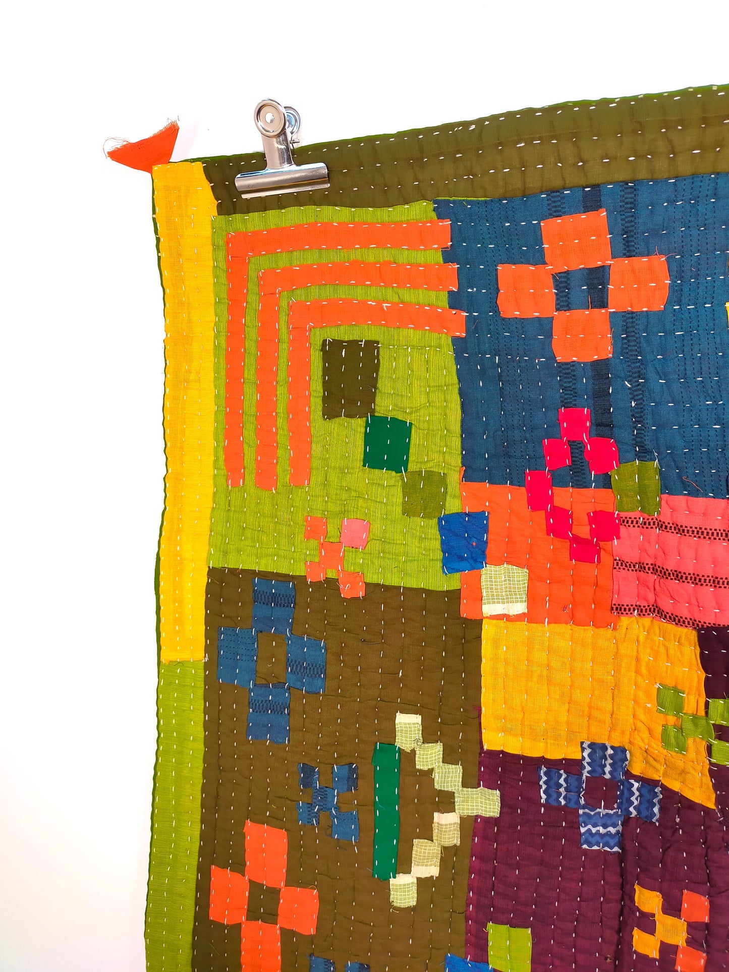 Hand-Stitched Siddi Kavand Patchwork Kantha Baby Quilt Or Wall Hanging Made With Up-cycled Cotton Offcuts In India