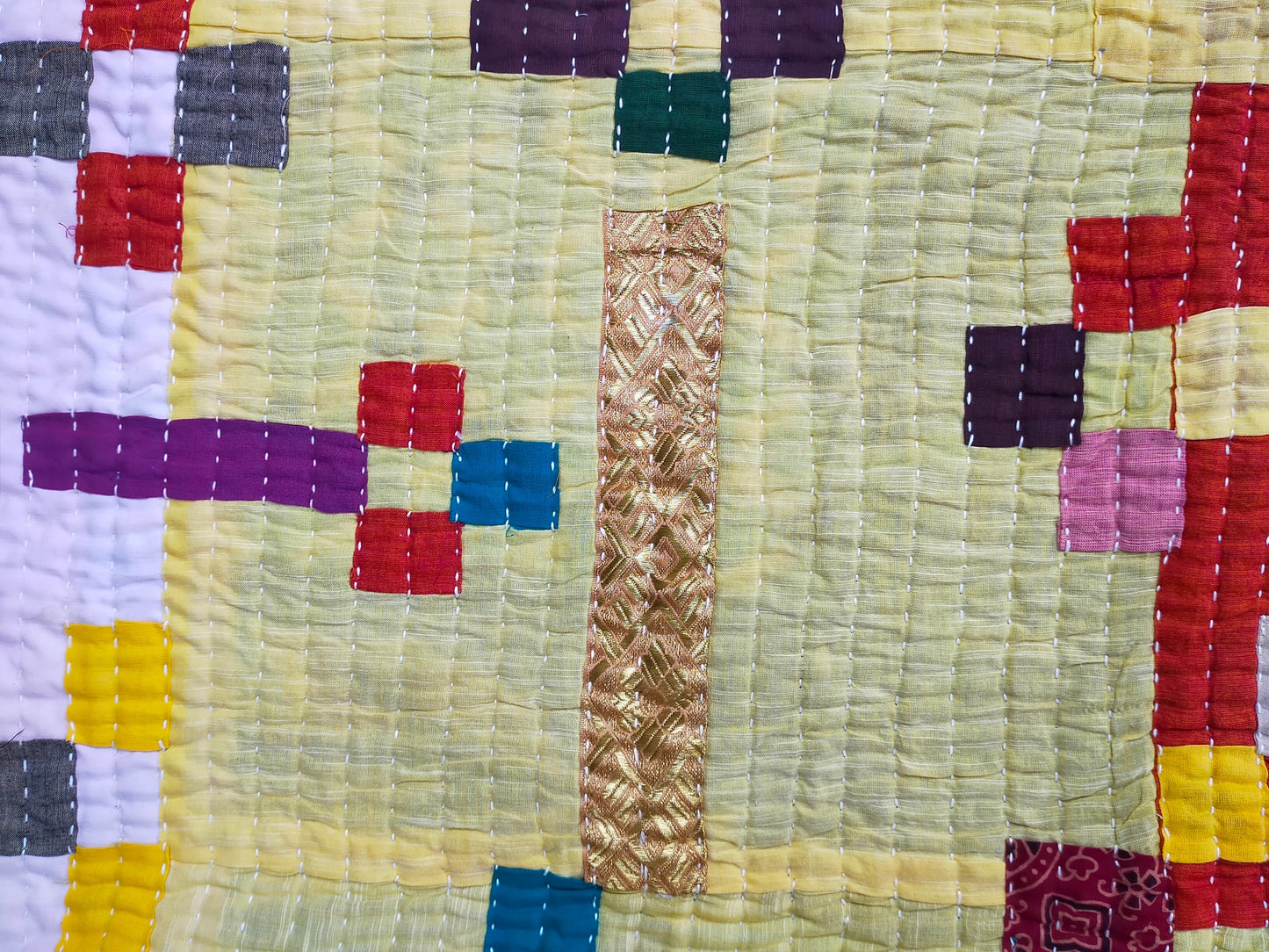 Siddi Tribal Patchwork Kantha Kawandi Quilted Blanket Made With Recycled Cotton In India Single Blanket Or Throw