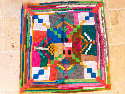 Siddi Tribal Patchwork Kawandi Kavand Single Quilted Kantha Blanket From India Baby Blanket Or Wall Hanging