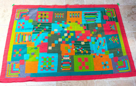 Siddi Tribal Patchwork Kawandi (Kavand) Quilted Kantha Blanket Made By Women India