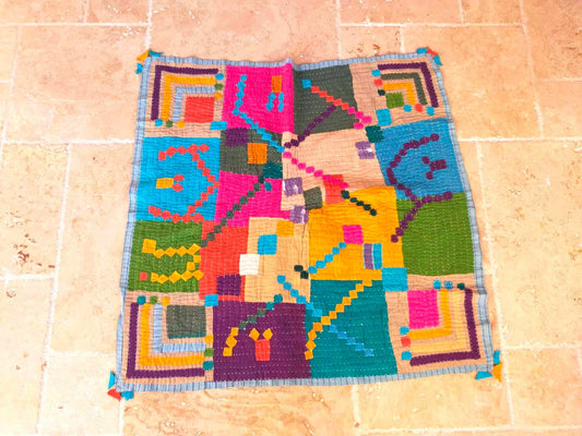 Siddi Tribal Patchwork Kawandi Kavand Baby Quilted Kantha Blanket From India - Baby Blanket Or Wall Hanging