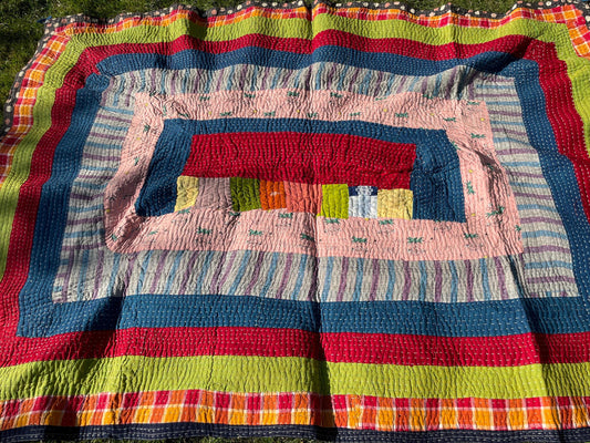 Siddi Kawandi - A Tribal Patchwork Quilt - Kavand Quilted Kantha Blanket From India