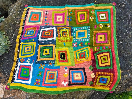 Siddi Tribal Patchwork Kawandi - For A Baby Or Wall Hanging - Quilted Kantha Blanket From India