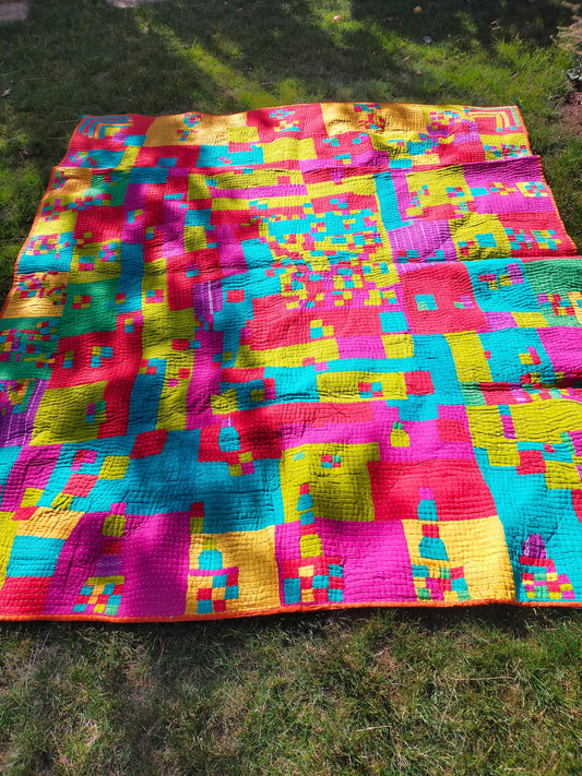 Siddi Kawandi Patchwork Kantha Kavand Quilted Blanket Made With Recycled Cotton Offcuts By Tribal Groups In Karnataka