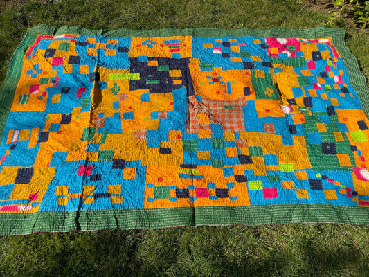 Siddi Kawandi Tribal Patchwork Kantha Kavand Quilted Blanket Made With Recycled Cotton In India